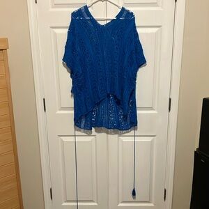 Blue Lace Poncho Top
